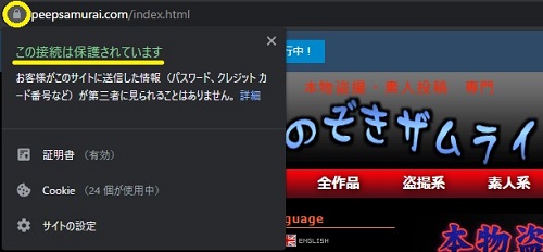 のぞきザムライのトップページはSSL化されている